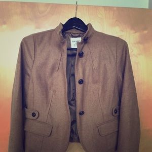 Camel colored, wool blend, tapered jacket